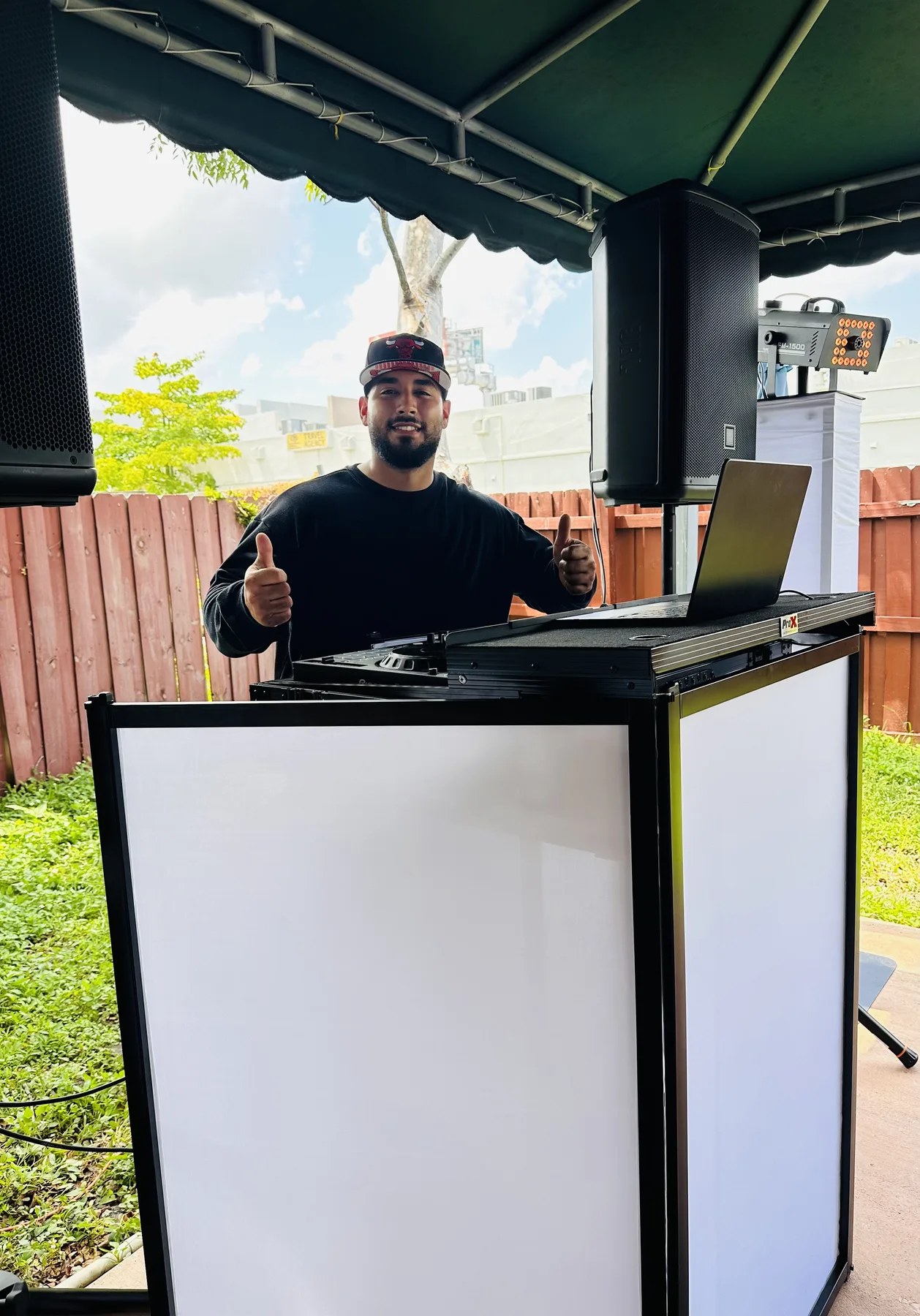 Booth Fairy Miami DJ setup for an outdoor private event