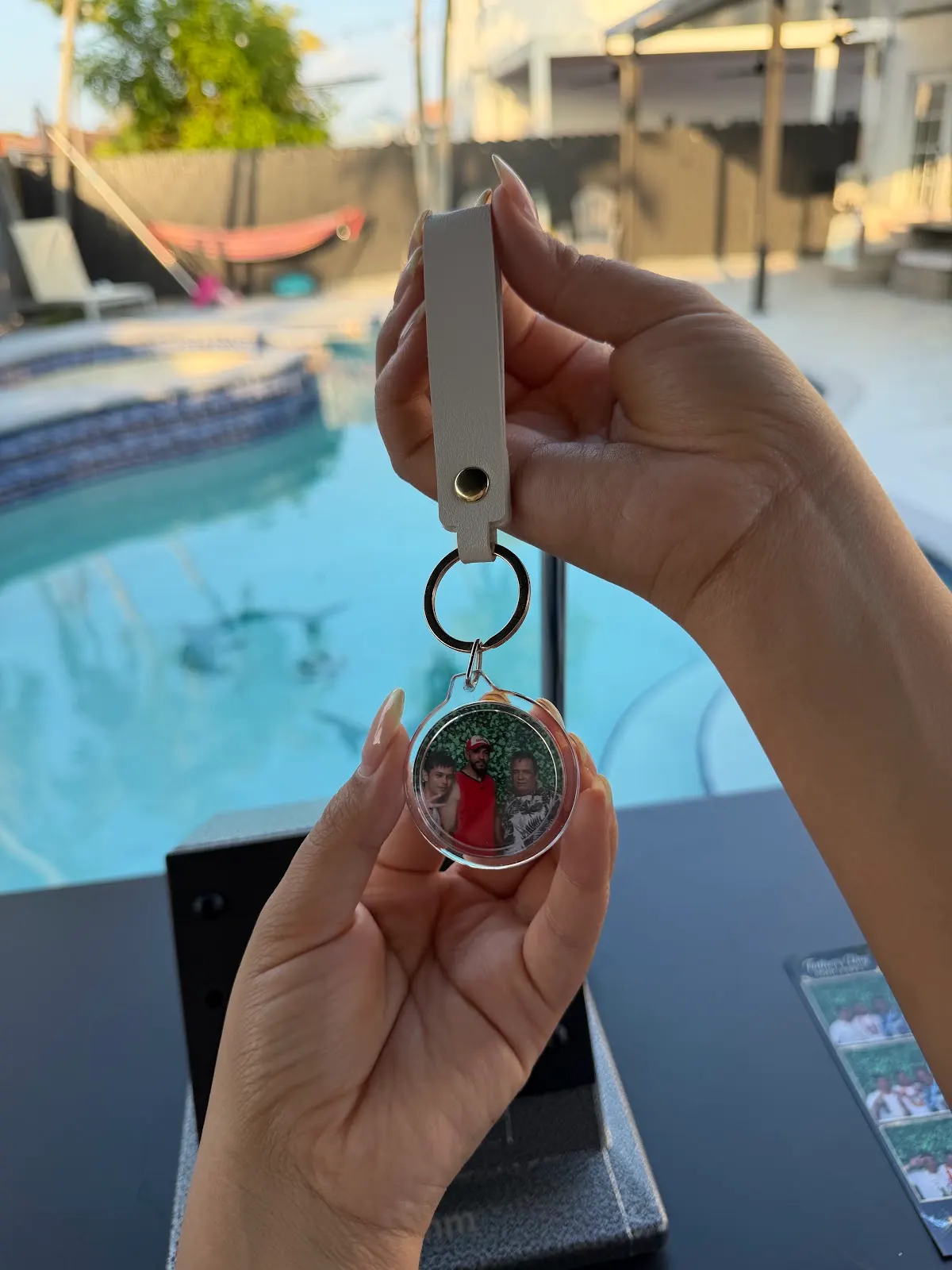 Custom photo keychain made from a Booth Fairy Miami photo booth portrait